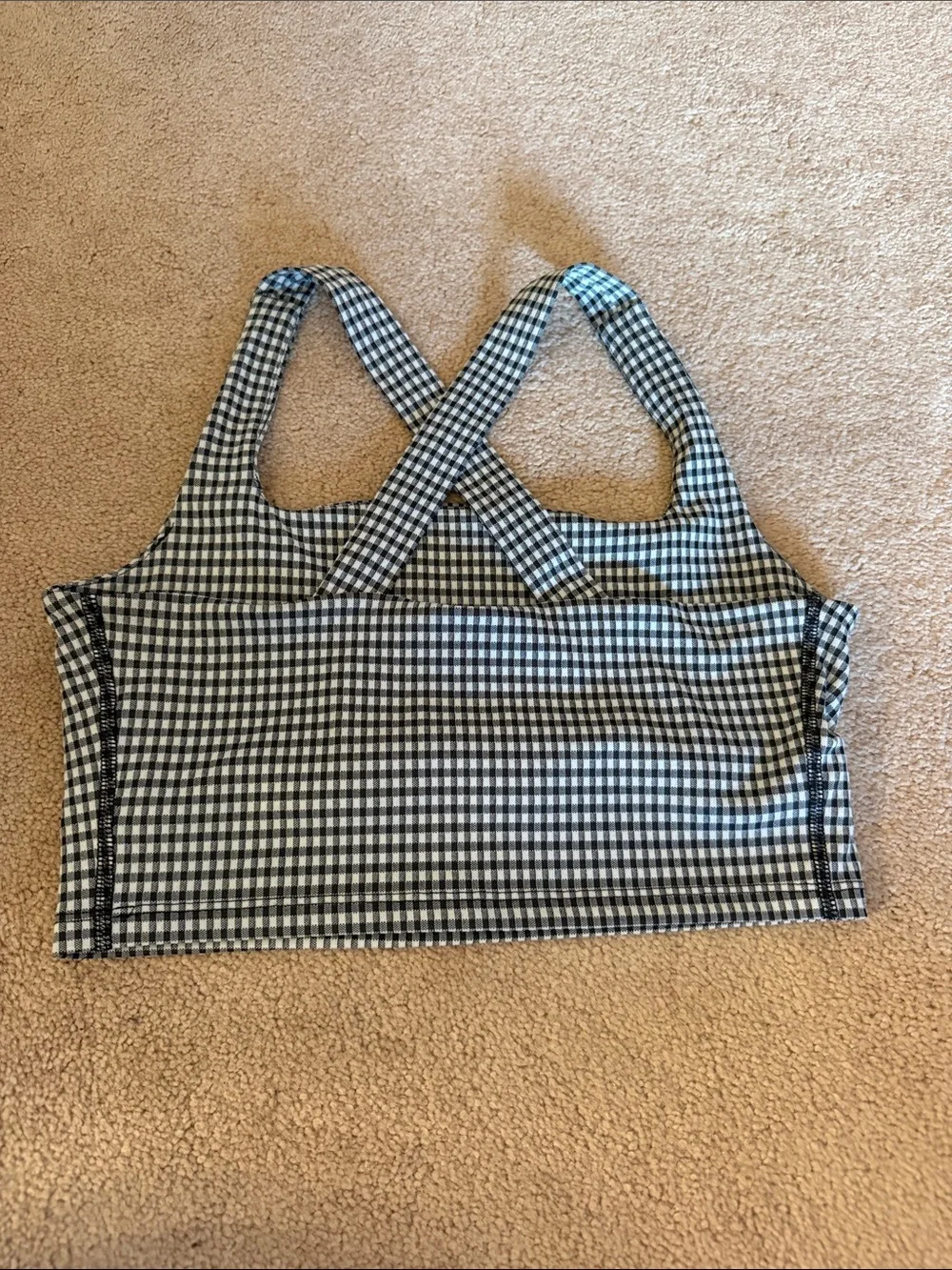 Nike Black & White Gingham Cross-Back Sports Bra